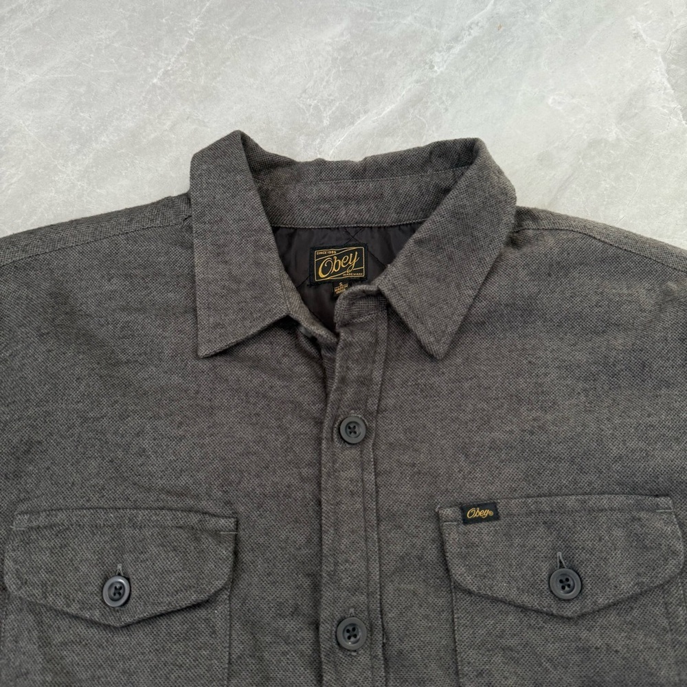 Men’s Obey Field Master Quilted Lined Flannel Button Up Jacket Size Small - Picture 2 of 16